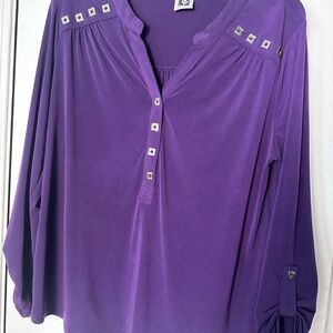 Purple Anne Klein Women's Top with Gold  Accents